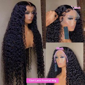 34 Inch Water Wave Lace Front Wigs Human Hair 10A 13x4 HD Transparent